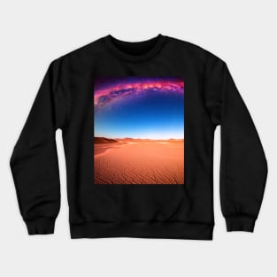 Ai Generated Art Scenery -Desert Night Sky Purple Stars Crewneck Sweatshirt